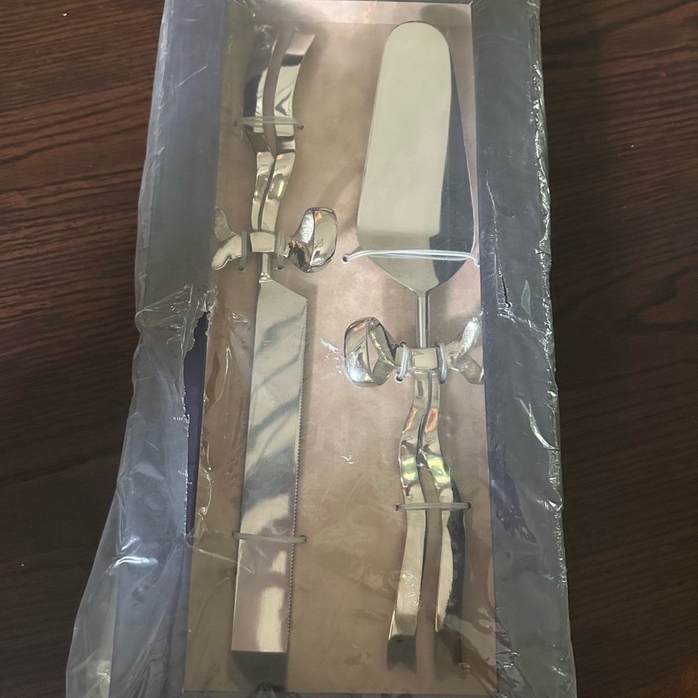 Silver Cake Knife and Server Set